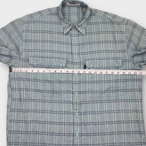 VINTAGE 70s Levis Shirt Mens Medium Mint Green Check Silver Label Button Up BigE - Picture 10 of 13